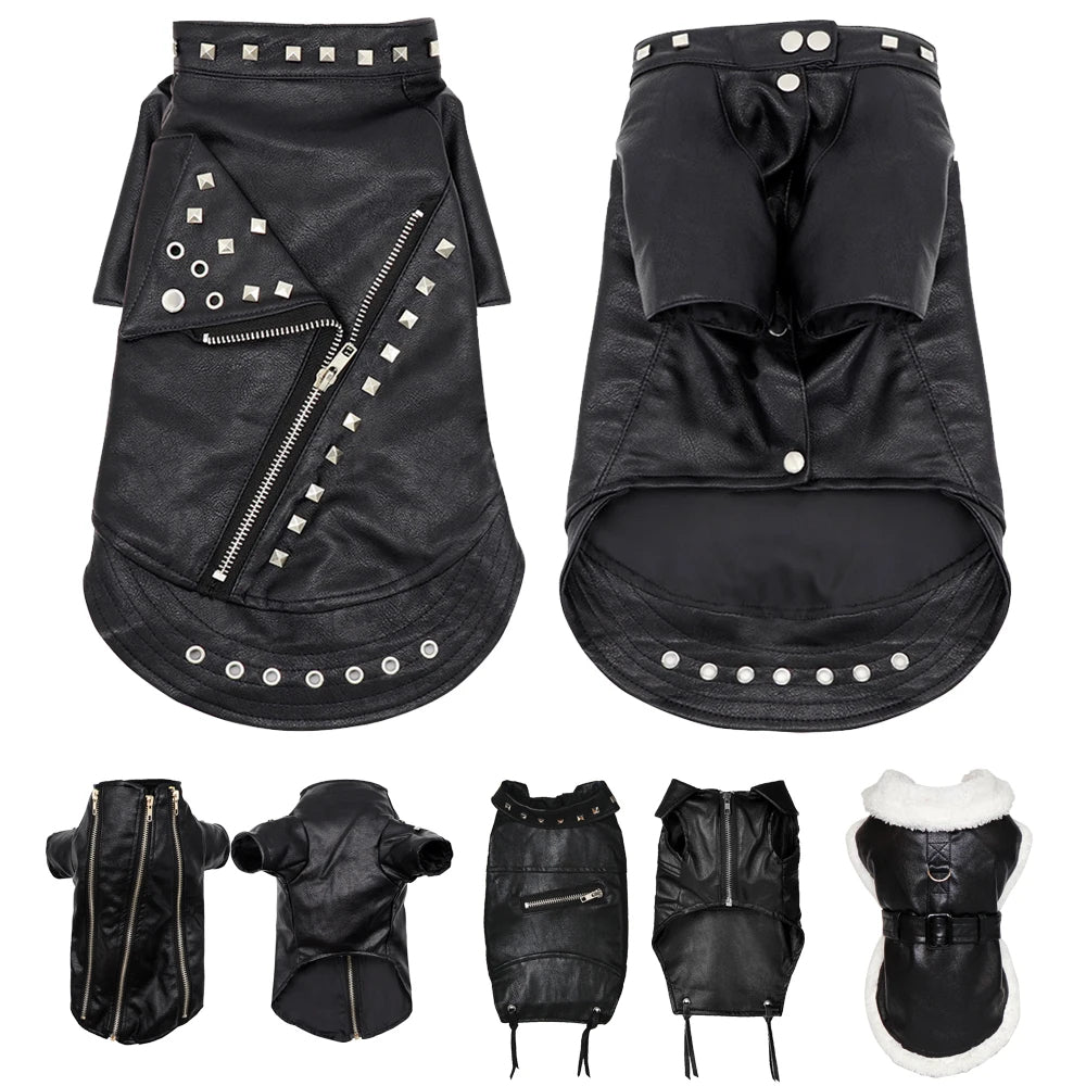 Cool Leather Dog Jacket for Winter