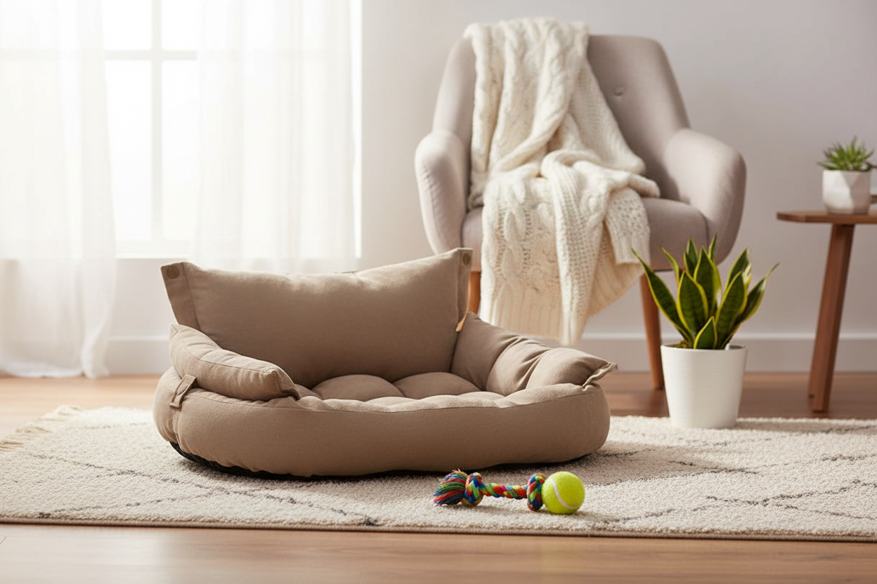 3-in-1 Cozy Pet Bed Mat in warm home setting