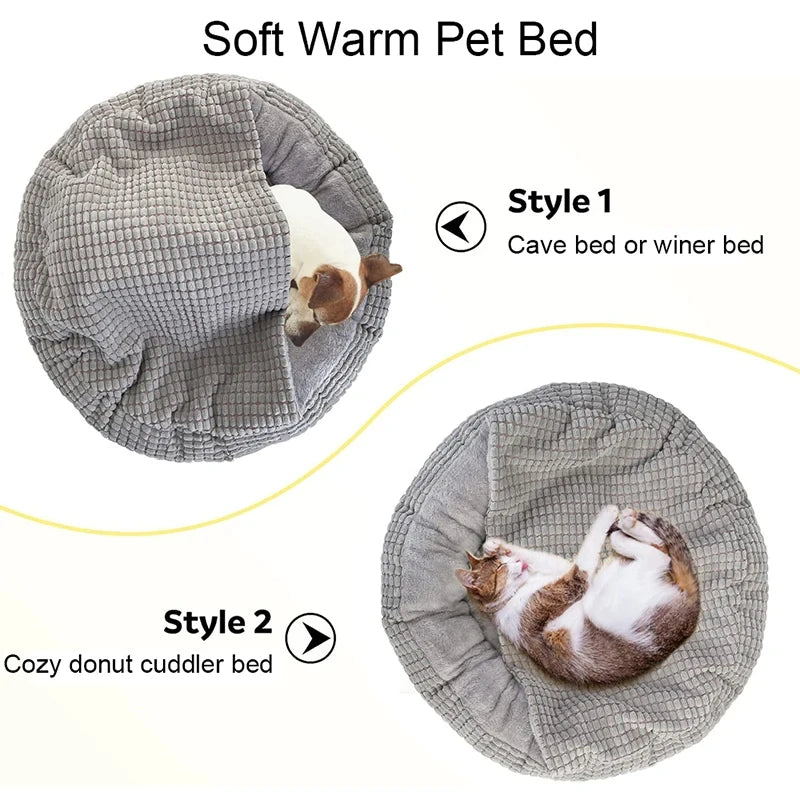Fluffy Winter Round Pet Bed – Warm, Soft & Anti‑Stress