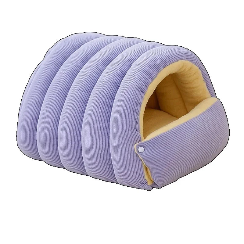 Winter Plush Cat Cave Bed