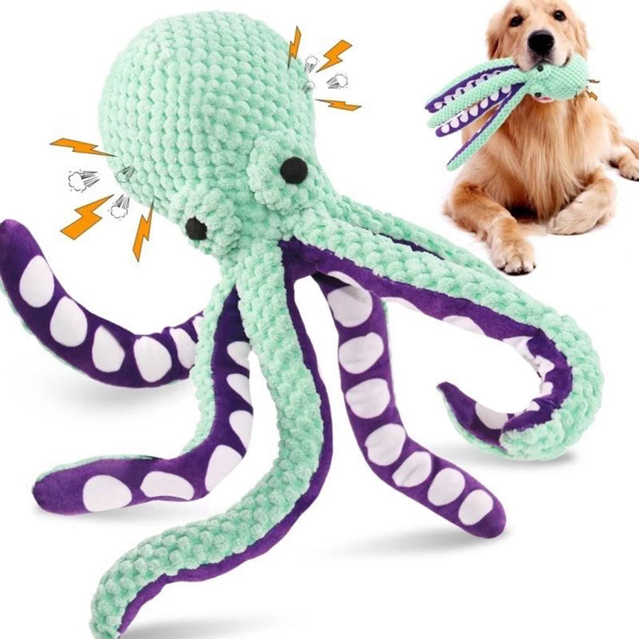 Plush Octopus Dog Toy with Squeaker