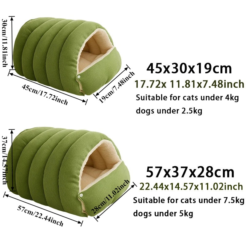 Winter Plush Cat Cave Bed
