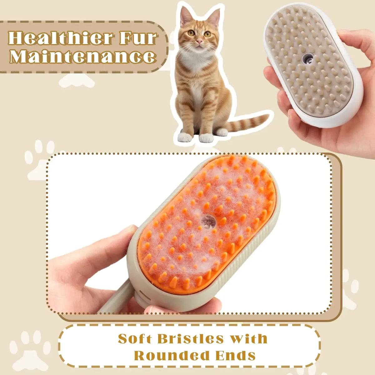 3-in-1 Pet Steam Spray Grooming Massage Brush