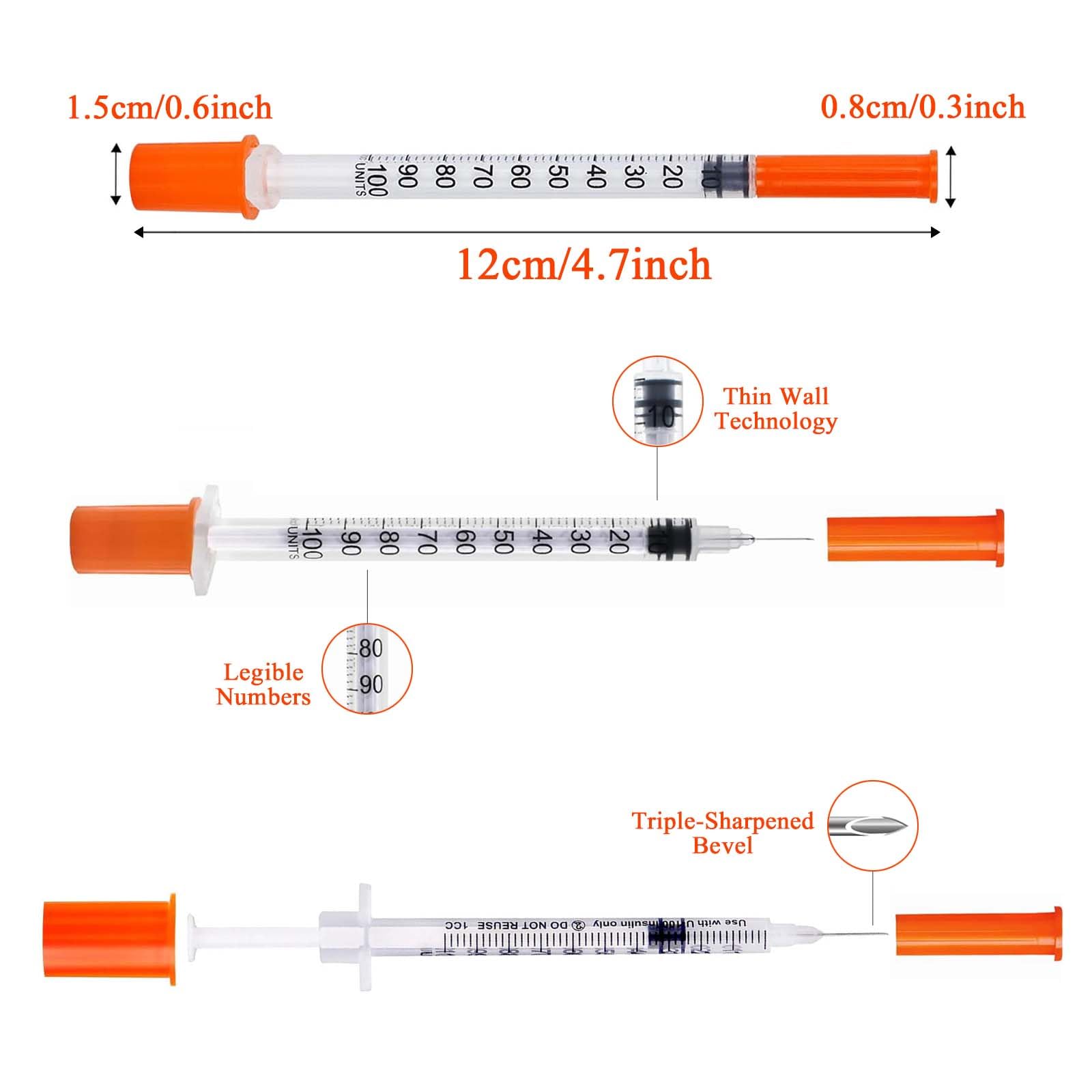 Disposable Insulin Syringes for Pets – 100pcs