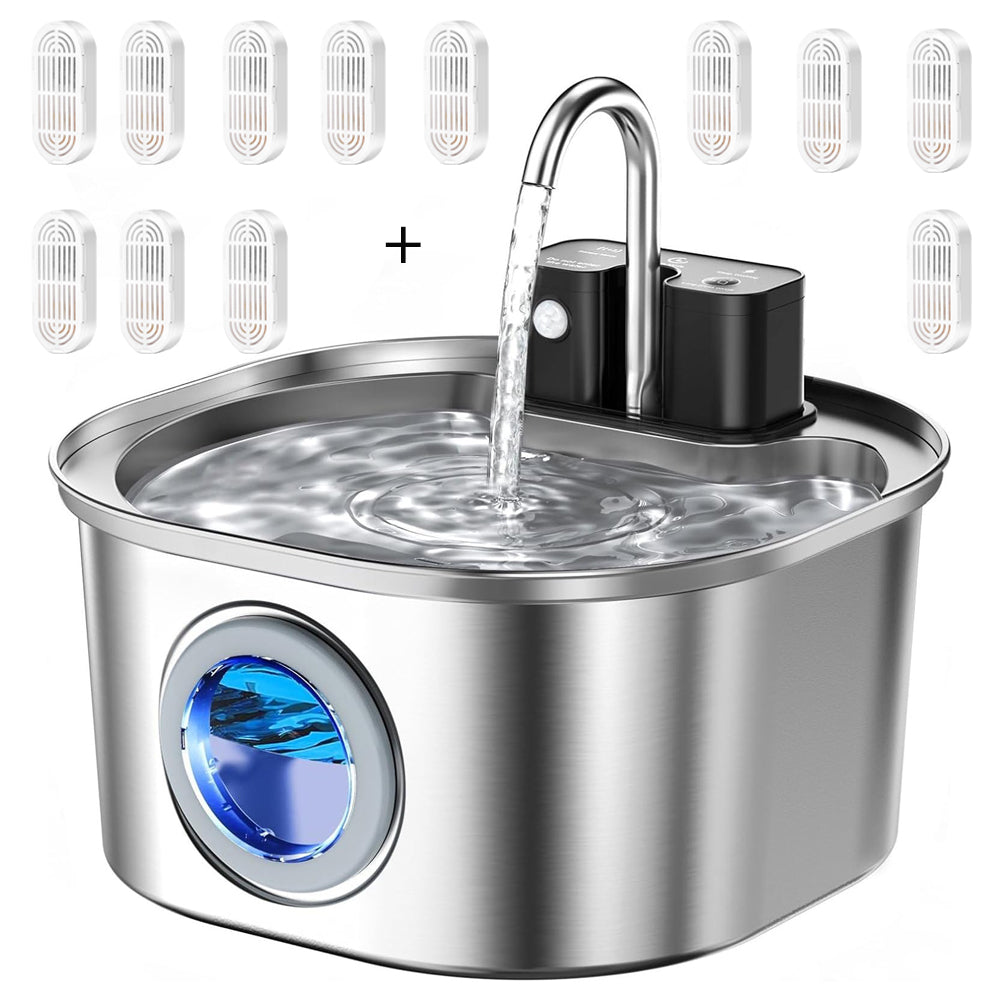 3L Stainless Steel Wireless Sensor Pet Water Fountain