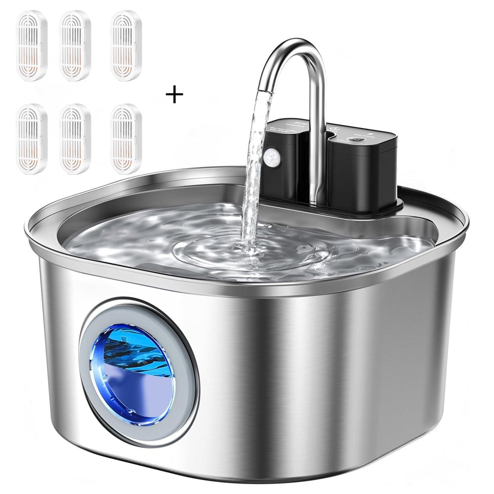 3L Stainless Steel Wireless Sensor Pet Water Fountain