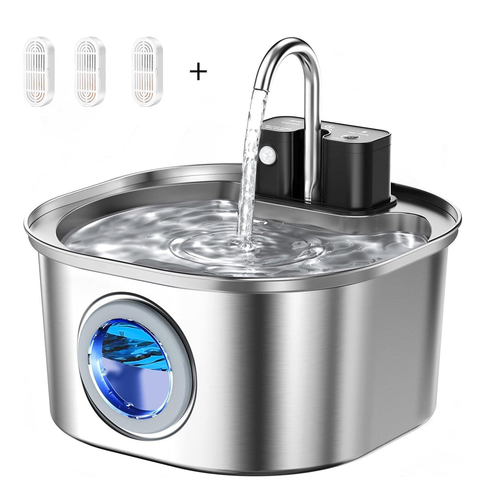 3L Stainless Steel Wireless Sensor Pet Water Fountain