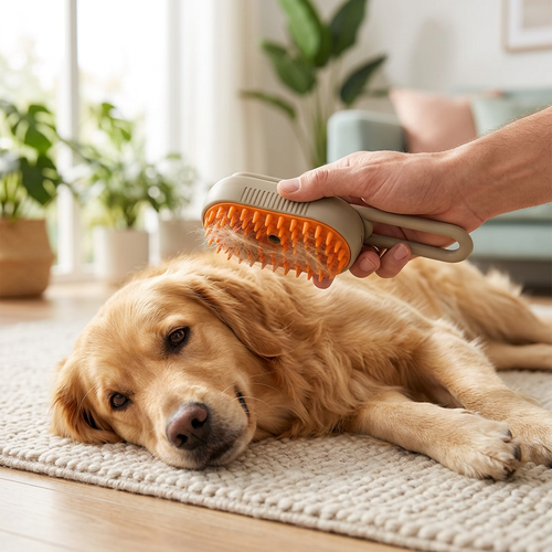 3-in-1 Pet Steam Spray Grooming Massage Brush